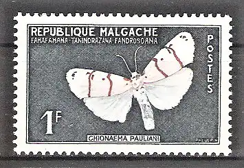 Briefmarke Madagaskar Mi.Nr. 448 ** Schmetterlinge und Landeserzeugnisse 1960 / Schmetterling (Chionaema pauliani)