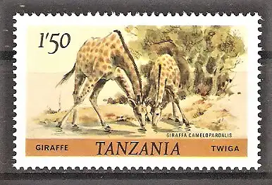 Briefmarke Tanzania Mi.Nr. 168 ** Tiere 1980 / Giraffe (Giraffa camelopardalis)