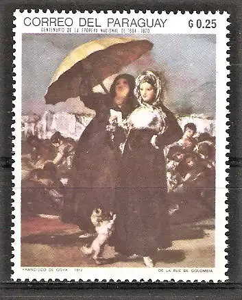 Briefmarke Paraguay Mi.Nr. 1976 ** Gemälde des spanischen Malers Francisco José de Goya 1969 / "Der Spaziergang mit Hund"