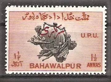 Briefmarke Pakistan / Bahawalpur Mi.Nr. 28 A ** 75 Jahre Weltpostverein (UPU) 1949