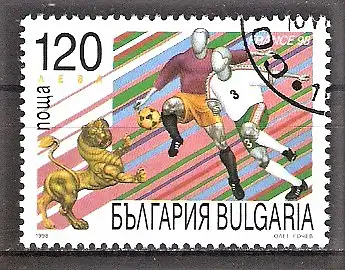 Briefmarke Bulgarien Mi.Nr. 4345 o Fussball-Weltmeisterschaft Frankreich 1998 / Spielszene