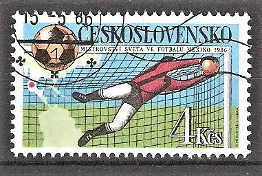 Briefmarke Tschechoslowakei Mi.Nr. 2862 o Fussball-Weltmeisterschaft Mexiko 1986 / Torwart