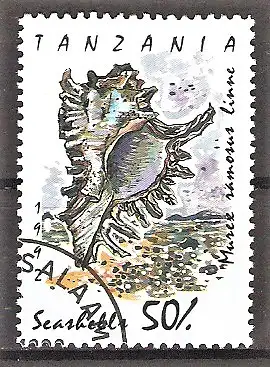 Briefmarke Tanzania Mi.Nr. 1252 o Meeresschnecken und Muscheln 1992 / Stachelschnecke (Murex ramosus)