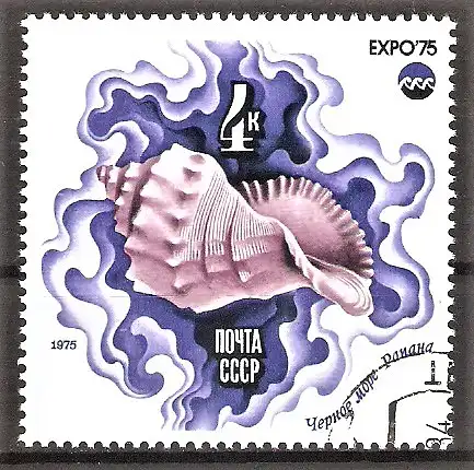 Briefmarke Sowjetunion Mi.Nr. 4377 o Hornschnecke (Syphonalia sp.)