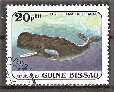 Briefmarke Guinea-Bissau Mi.Nr. 807 o Wale 1984 / Pottwal (Physeter macrocephalus)