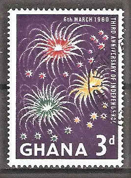 Briefmarke Ghana Mi.Nr. 74 o 3 Jahre Unabhängigkeit 1960 / Feuerwerk