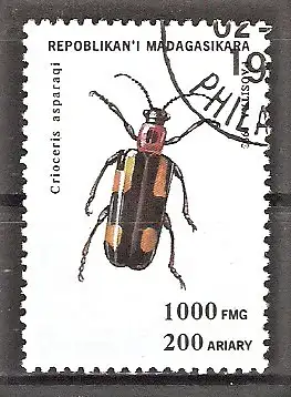 Briefmarke Madagaskar Mi.Nr. 1661 o Käfer 1994 / Spargelhähnchen