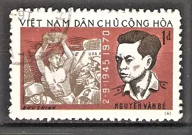 Briefmarke Vietnam Mi.Nr. 633 o 25 Jahre Demokratische Republik Vietnam 1970 / Nguyễn Văn Bé