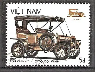 Briefmarke Vietnam Mi.Nr. 1499 o Historische Automobile 1984 / Torpedo
