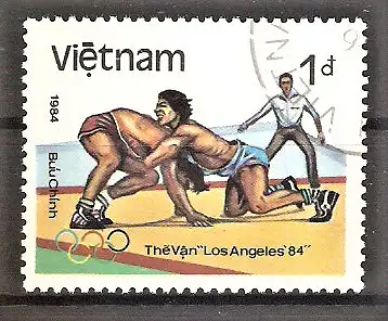 Briefmarke Vietnam Mi.Nr. C1451 o Olympische Sommerspiele Los Angeles 1984 / Ringen