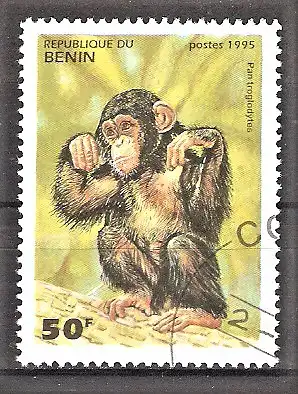 Briefmarke Benin Mi.Nr. 638 o Affen 1995 / Schimpanse (Pan troglodytes)