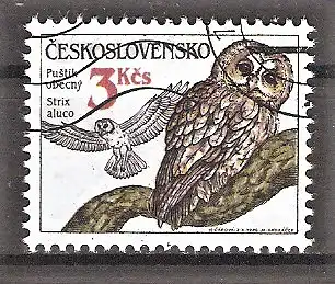 Briefmarke Tschechoslowakei Mi.Nr. 2877 o Waldkauz (Strix aluco)
