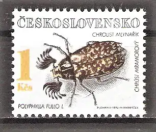 Briefmarke Tschechoslowakei Mi.Nr. 3122 ** Geschützte Käfer 1992 / Türkischer Maikäfer (Polyphylla fullo)
