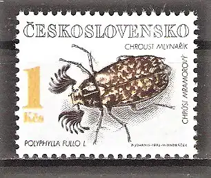 Briefmarke Tschechoslowakei Mi.Nr. 3122 ** Naturschutz 1992 / Geschützte Käfer - Türkischer Maikäfer (Polyphylla fullo)