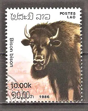 Briefmarke Laos Mi.Nr. 919 o Internationale Briefmarkenausstellung AMERIPEX ’86 / Tiere - Bison