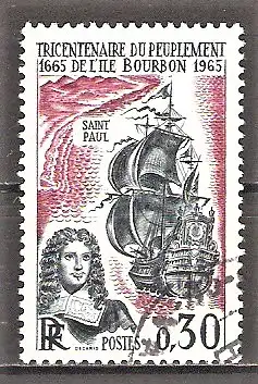Briefmarke Frankreich Mi.Nr. 1525 o 300. Jahrestag der Besiedlung der Insel Bourbon (Réunion) 1965