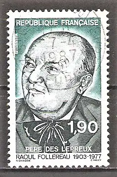 Briefmarke Frankreich Mi.Nr. 2587 o 10. Todestag von Raoul Follereau 1987 / Schriftsteller und Philanthrop, Vater der Leprakranken