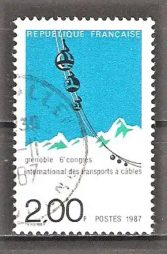Briefmarke Frankreich Mi.Nr. 2613 o Weltkongress für Seilbahnbau Grenoble 1987 / Gebirgsmassiv & Seilbahngondeln