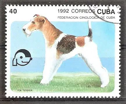 Briefmarke Cuba Mi.Nr. 3563 o Symposium der Kynologen-Föderation 1992 / Foxterrier