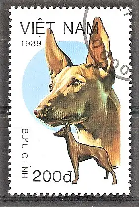 Briefmarke Vietnam Mi.Nr. 2078 o Hunde 1989 / English Toy Terrier