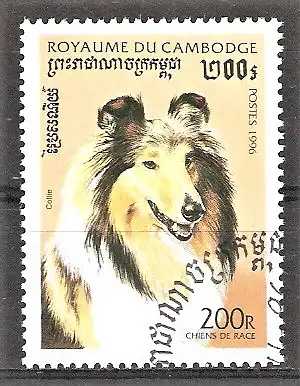 Briefmarke Kambodscha Mi.Nr. 1644 o Hunderassen 1996 / Collie