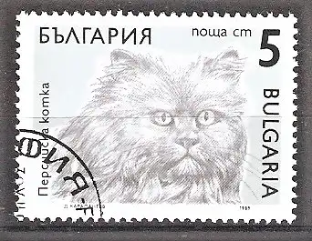 Briefmarke Bulgarien Mi.Nr. 3809 o Katzen 1989 / Perserkatze
