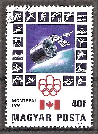 Briefmarke Ungarn Mi.Nr. 3125 A o Olympische Sommerspiele Montreal 1976 / Satellit Intelstar 4