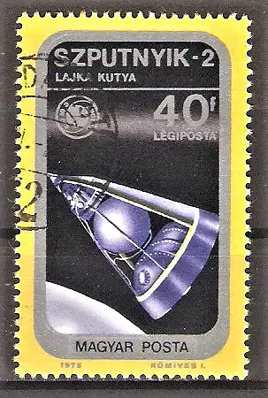 Briefmarke Ungarn Mi.Nr. 3046 A o Amerikanisch-Sowjetisches Raumfahrtunternehmen Apollo-Sojus / Sputnik 2