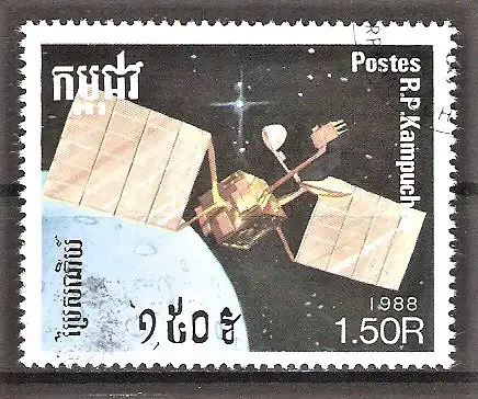 Briefmarke Kambodscha Mi.Nr. 950 o Erforschung des Weltraums 1988 / Satelliten und Raumsonden