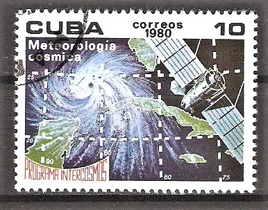 Briefmarke Cuba Mi.Nr. 2473 o Interkosmos-Programm 1980 / Wettersatellit