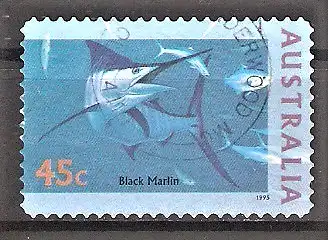 Briefmarke Australien Mi.Nr. 1521 o Unterwasserwelt 1995 / Schwarzer Marlin (Makaira indica)