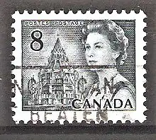 Briefmarke Canada Mi.Nr. 494 Ax o Jahrhundertfeier 1971 / Parlaments-Bibliothek in Ottawa & Königin Elisabeth II.