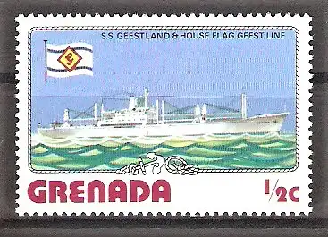 Briefmarke Grenada Mi.Nr. 798 ** Schiffe 1976 / Frachtschiff SS „Geestland“