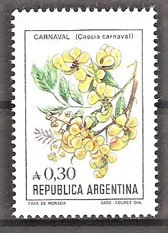 Briefmarke Argentinien Mi.Nr. 1755 y ** Blumen Argentiniens 1985 / Cassia (Cassia carnaval)