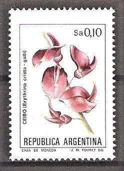 Briefmarke Argentinien Mi.Nr. 1636 y ** Blumen Argentiniens 1983 / Ceibo (Erythrina crista-galli)