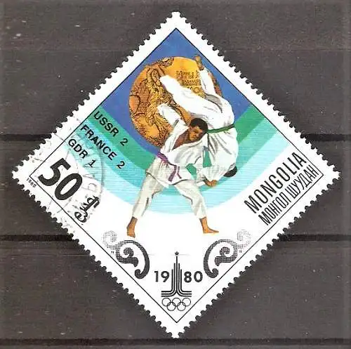 Briefmarke Mongolei Mi.Nr. 1305 o Olympische Goldmedaillengewinner Moskau 1980 / Judo