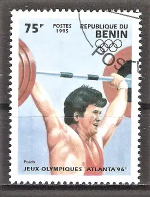Briefmarke Benin Mi.Nr. 626 o Olympische Sommerspiele Atlanta 1996 / Gewichtheben
