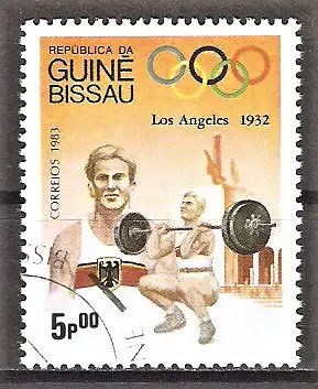 Briefmarke Guinea-Bissau Mi.Nr. 693 o Olympische Sommerspiele Los Angeles 1932 / Gewichtheben