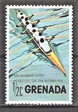 Briefmarke Grenada Mi.Nr. 701 ** Panamerikanische Sportspiele Mexiko 1975 / Rudern (Achter)
