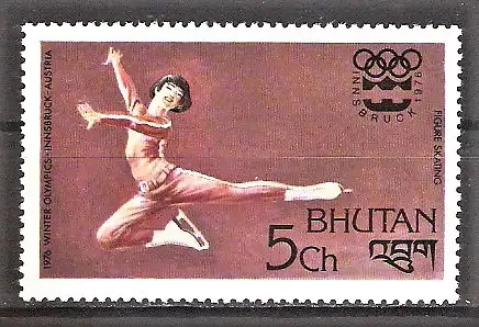Briefmarke Bhutan Mi.Nr. 651 ** Olympische Winterspiele Innsbruck 1976 / Eiskunstlauf – Damen
