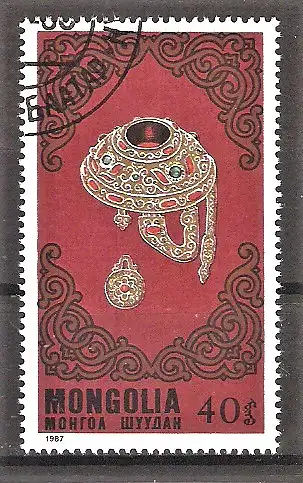 Briefmarke Mongolei Mi.Nr. 1894 o Trachten und Trachtenschmuck 1987