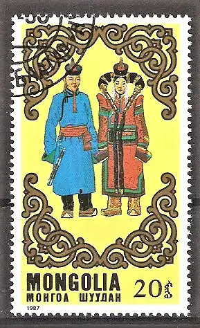 Briefmarke Mongolei Mi.Nr. 1892 o Trachten und Trachtenschmuck 1987
