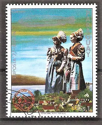 Briefmarke Paraguay Mi.Nr. 2916 o Internationale Luftpostausstellung „LUPOSTA 77“ / Trachtenpaar