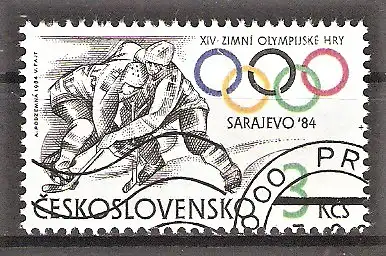 Briefmarke Tschechoslowakei Mi.Nr. 2752 o Olympische Winterspiele Sarajevo 1984 / Eishockey