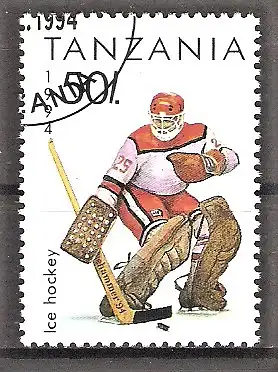 Briefmarke Tanzania Mi.Nr. 1706 o Olympische Winterspiele Lillehammer 1994 / Eishockey