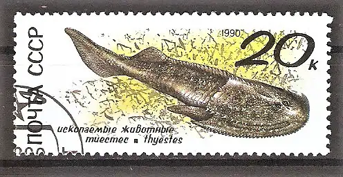 Briefmarke Sowjetunion Mi.Nr. 6120 o Prähistorische Tiere 1990 / Thyestes