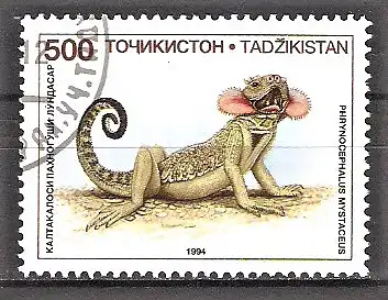 Briefmarke Tadschikistan Mi.Nr. 65 o Bärtiger Krötenkopf (Phrynocephalus mystaceus)
