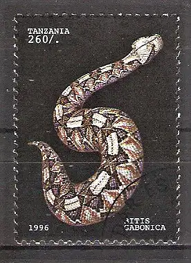 Briefmarke Tanzania Mi.Nr. 2344 o Gabunviper (Bitis Gabonica)