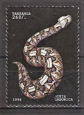 Briefmarke Tanzania Mi.Nr. 2344 o Schlangen 1996 / Gabunviper (Bitis Gabonica)