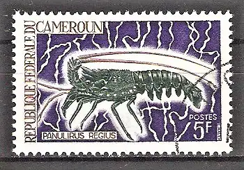Briefmarke Kamerun Mi.Nr. 541 o Wassertiere 1968 / Königslanguste (Panulirus regius)